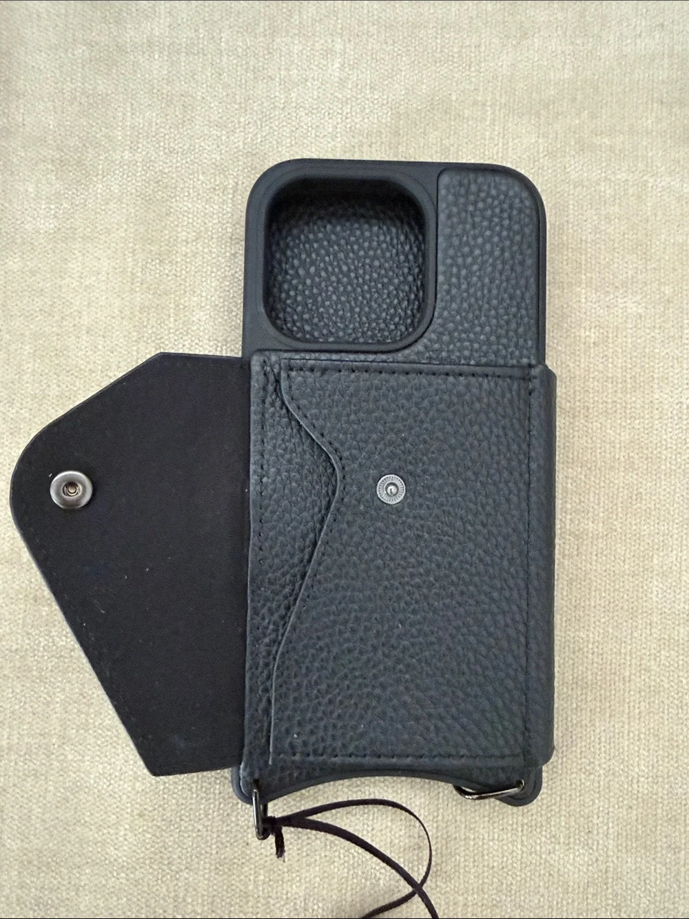 Bandolier Black Pebbled Leather Phone Case with Wallet iPhone 15 PRO
